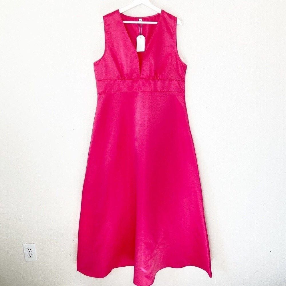 Hot Pink Sleeveles V-Neck Gown XXL NWT - Picture 1 of 9